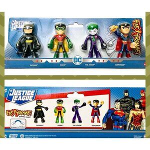 Flextreme Justice League 4 Bendable Figures 4” Batman Robin Joker Superman
